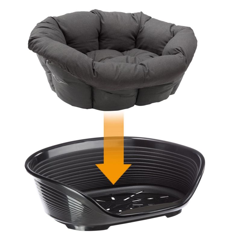 Ferplast Cesta-sofà Siesta Deluxe nera con rivestimento antracite  Set Tg. 4, L 61,5 x P 45 x H 21,5 cm